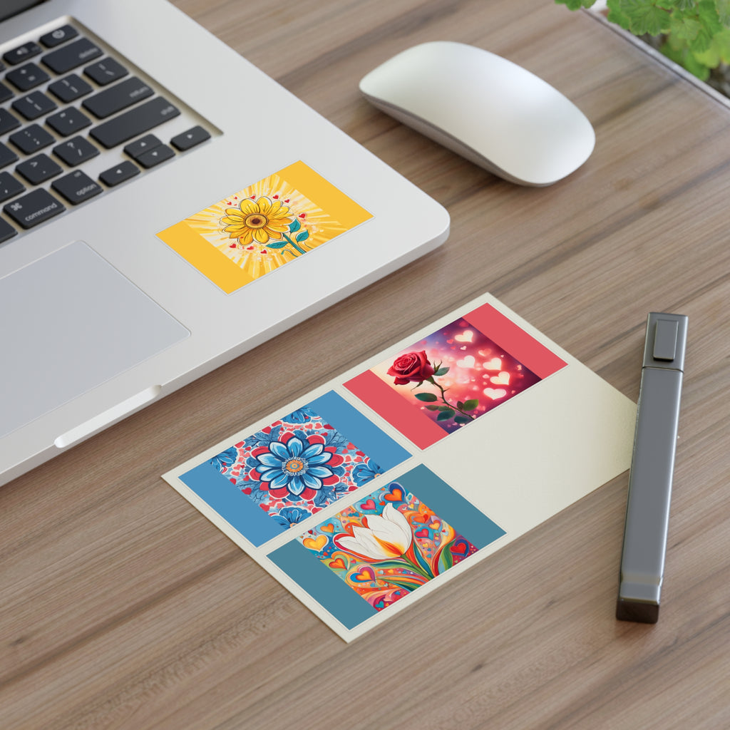 "Happy Hearts and Flowers" Sticker Sheets by POLYGLOTMONA