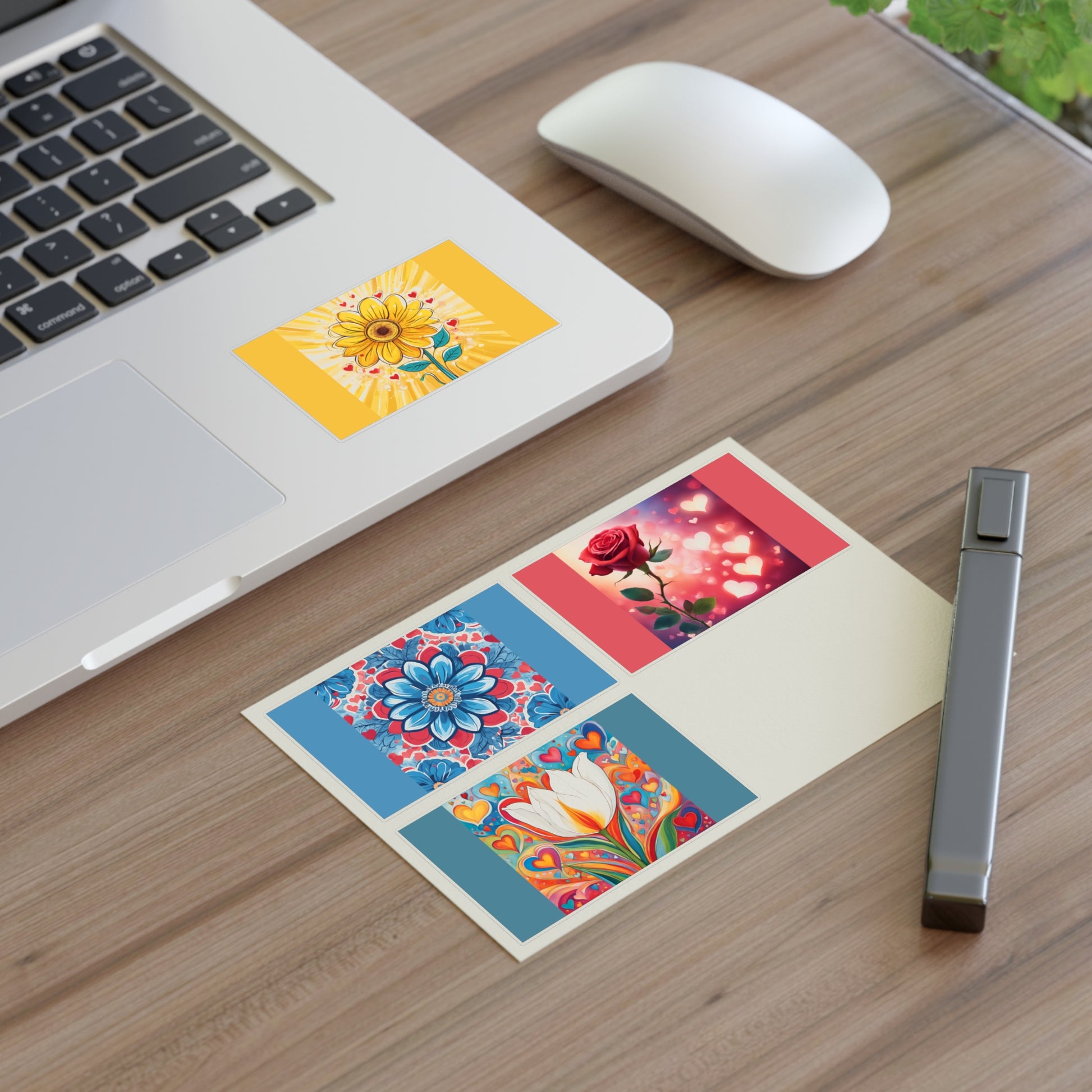 "Happy Hearts and Flowers" Sticker Sheets by POLYGLOTMONA