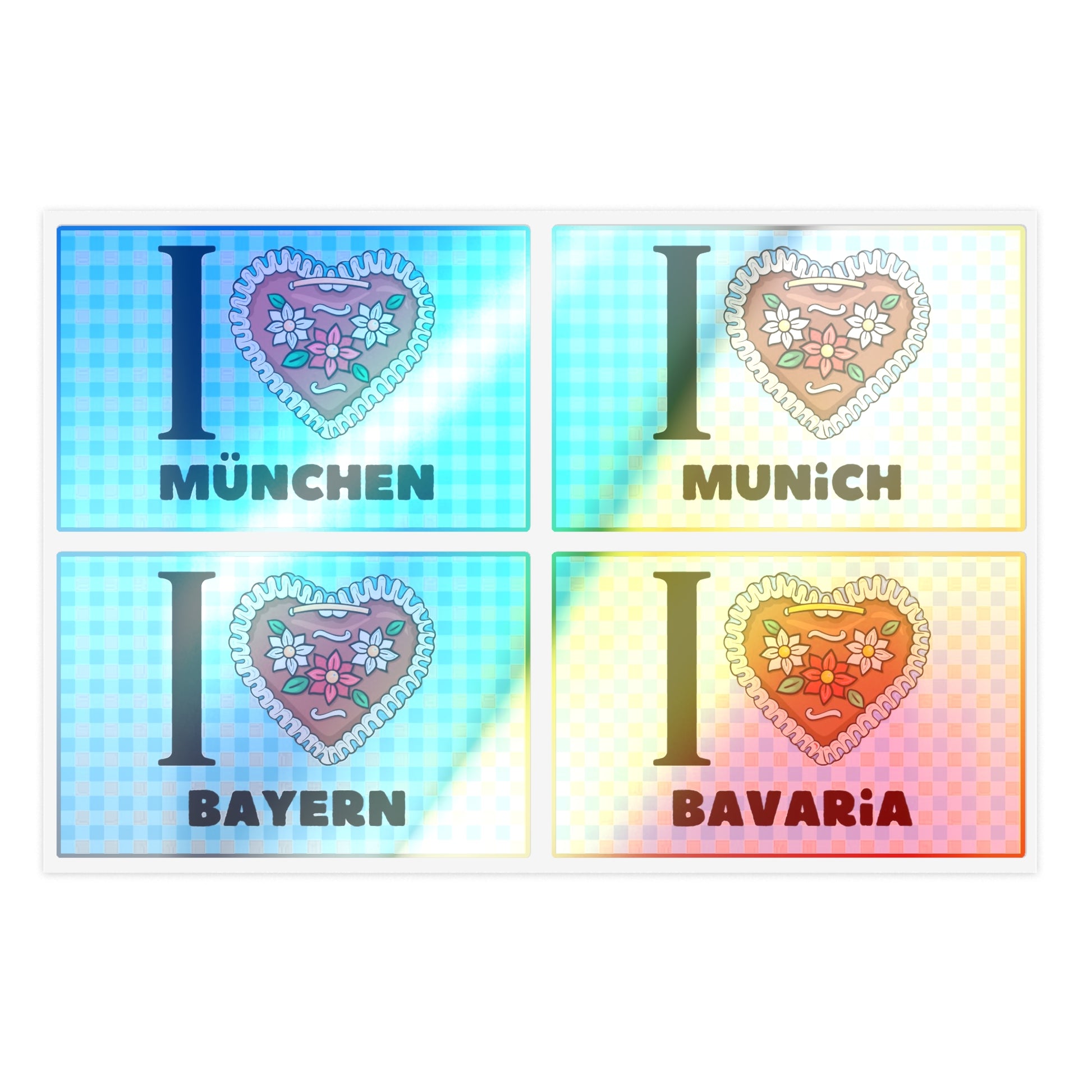 "I love Bavaria and Munich" Option 2 by Polyglot Mona Sticker Sheets