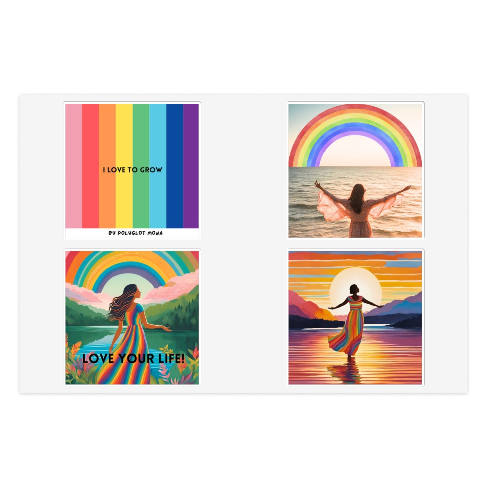 I love to grow! - rainbow edition: Vinyl Sticker Sheet by polyglotmona - 4 beautiful stickers