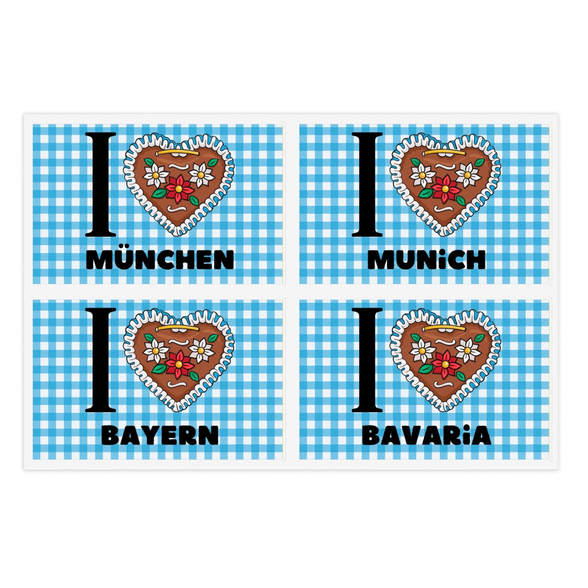 "I love Bavaria and Munich" Option 2 by Polyglot Mona Sticker Sheets