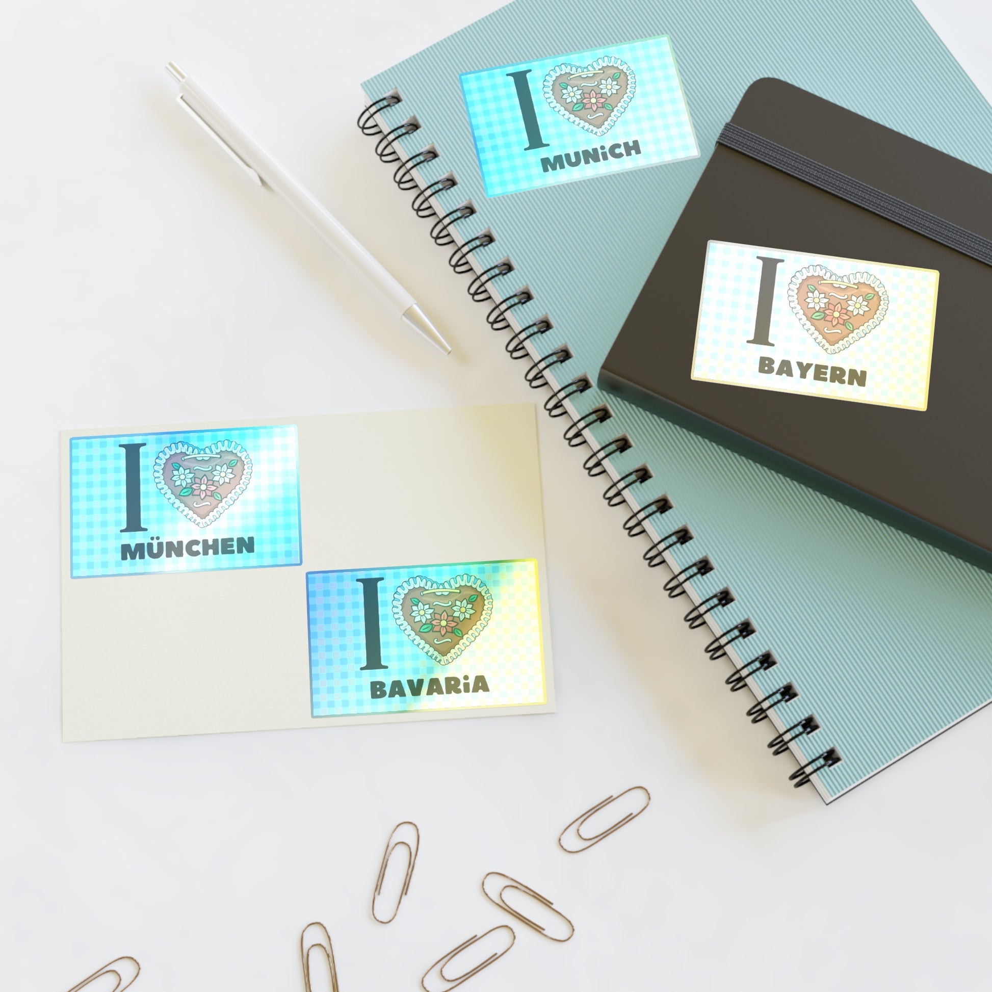 "I love Bavaria and Munich" Option 2 by Polyglot Mona Sticker Sheets