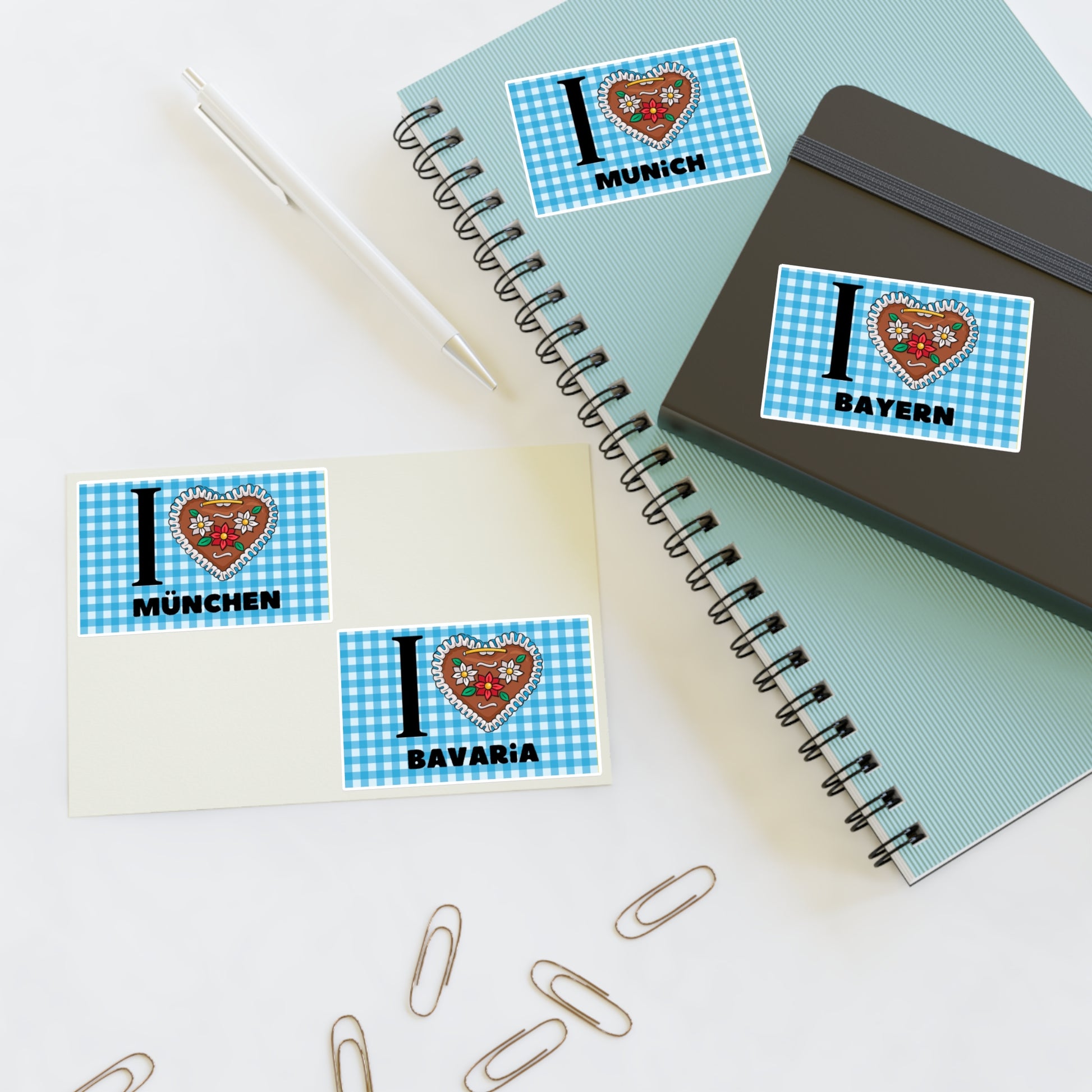 "I love Bavaria and Munich" Option 2 by Polyglot Mona Sticker Sheets
