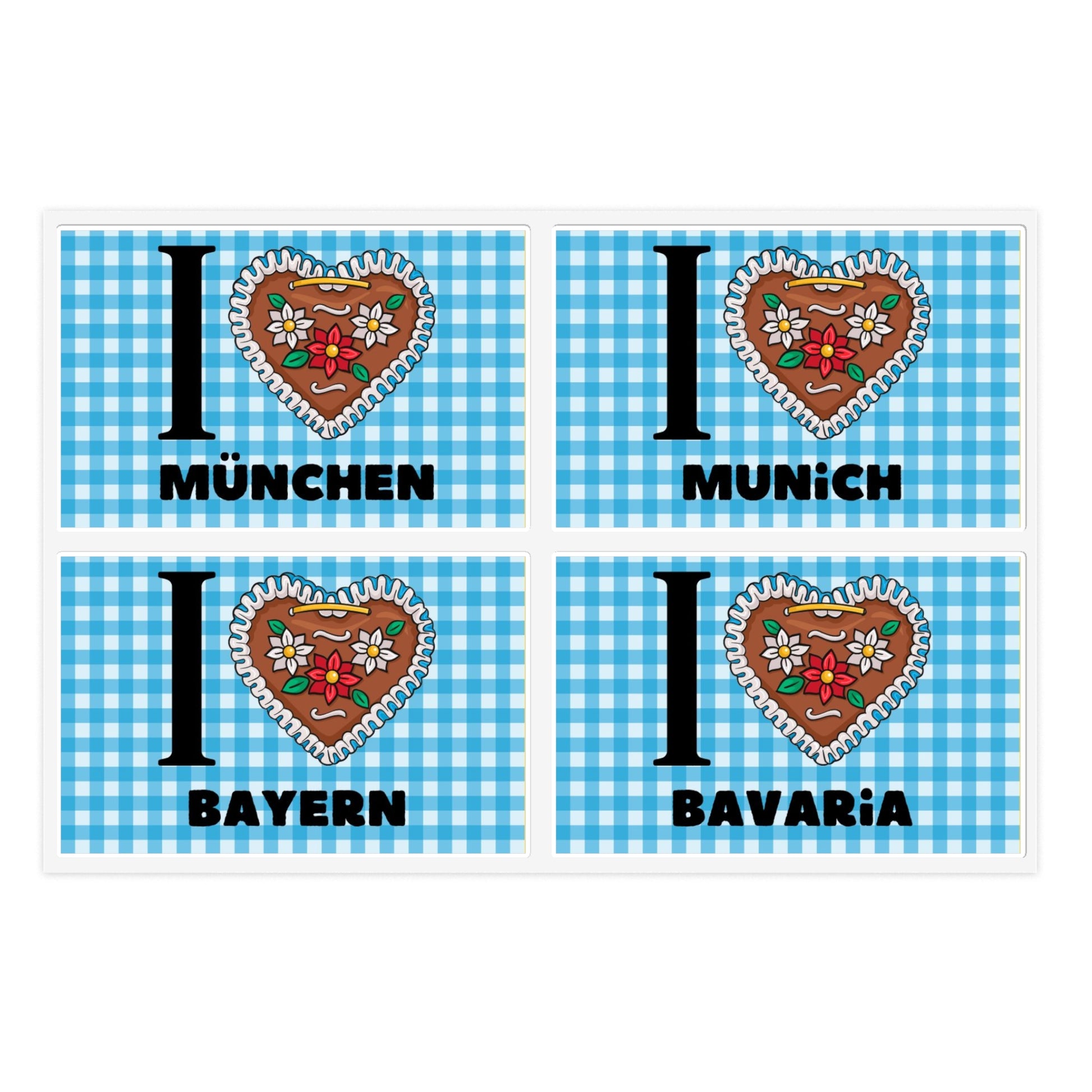 "I love Bavaria and Munich" Option 2 by Polyglot Mona Sticker Sheets