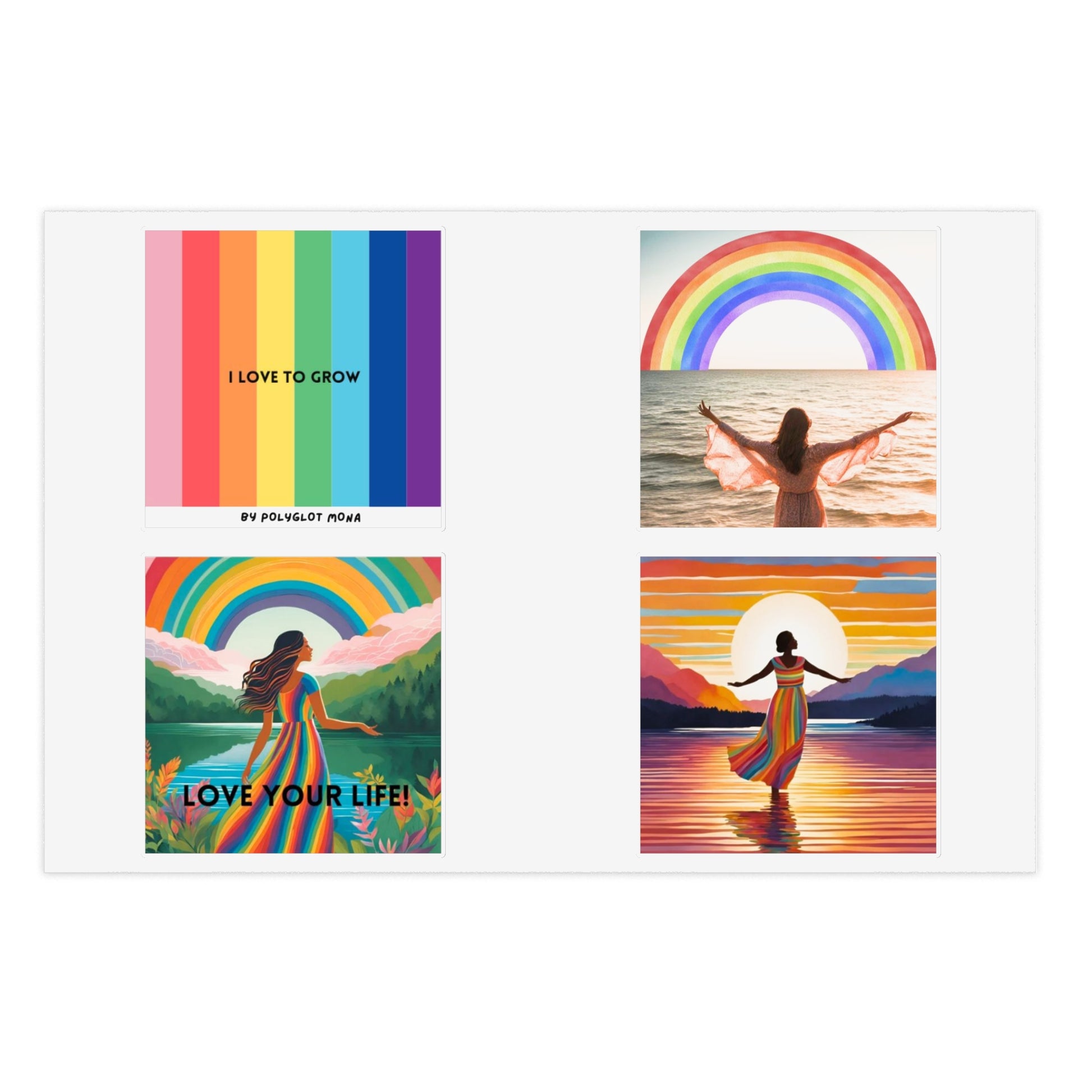 I love to grow! - rainbow edition: Vinyl Sticker Sheet by polyglotmona - 4 beautiful stickers