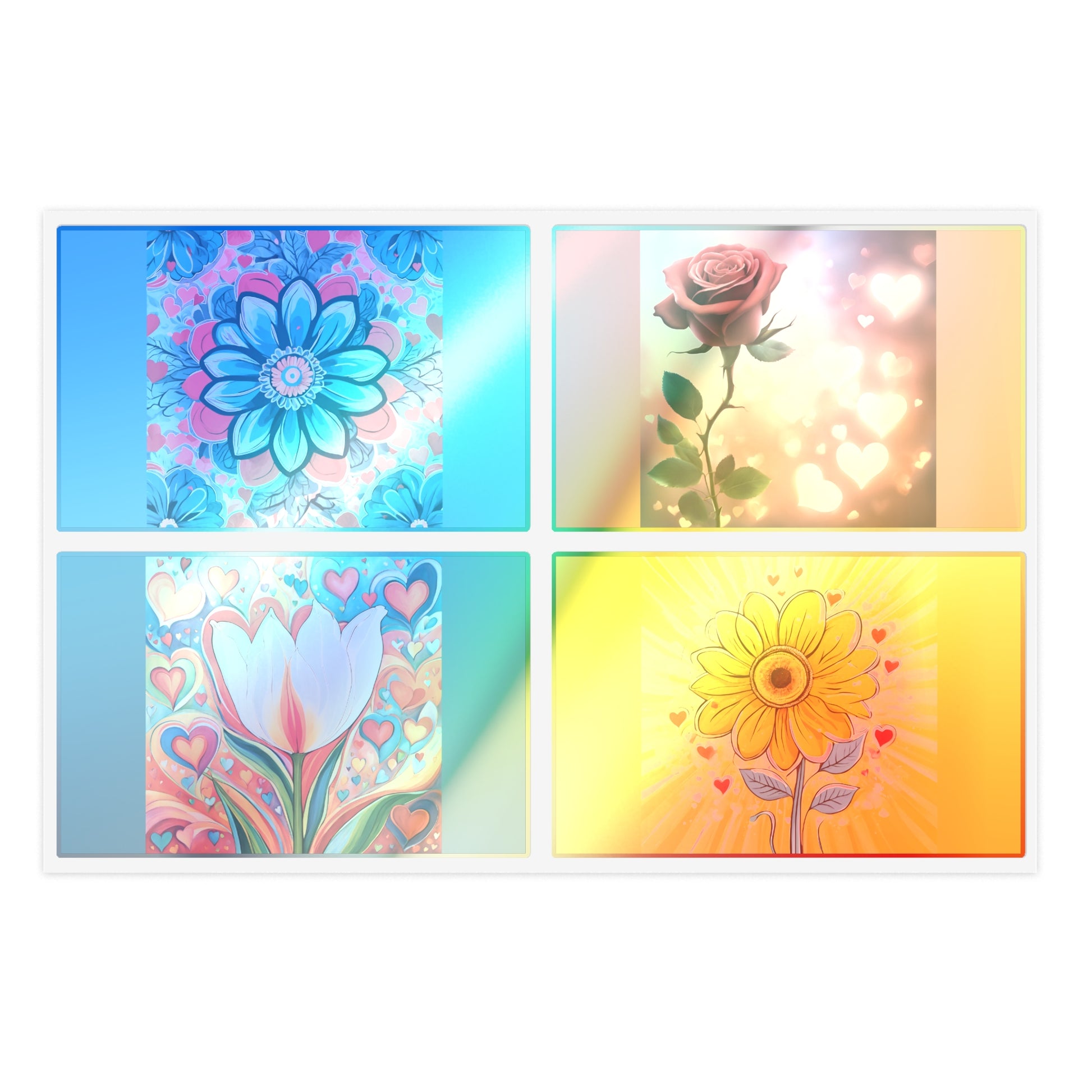 "Happy Hearts and Flowers" Sticker Sheets by POLYGLOTMONA